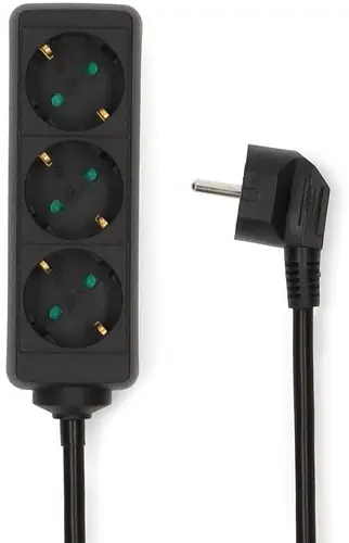Aanrader | Nedis Stekkerdoos Randaarde stekker / Type F (CEE 7/7) 3-wegs 3.00 m 3680 W 16 A Zwart - ESOC330F1BK