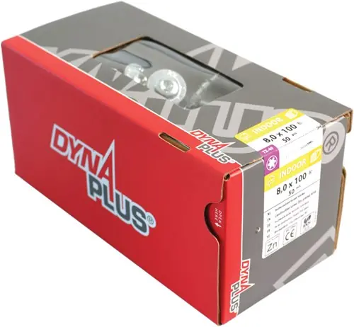 Dynaplus Houtbouwschroef Verzinkt Tellerkop Deeldraad +Snijpunt Torx TX25 5.0X80/42 100 stuks - 0286.01.42401 | Aanbieding