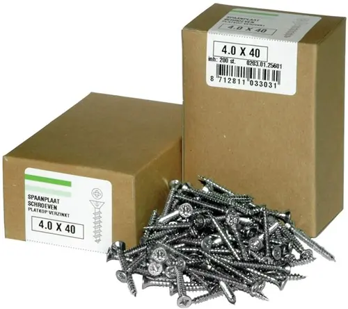 Prijs verlaagd - Hoenderdaal Houtschroef Messing Vernikkeld Pk Zs Din97 4.0X50 200 stuks - 0101.24.25920