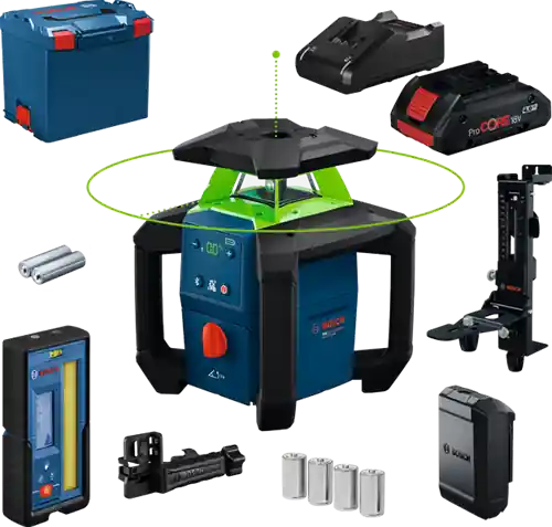 Bosch Blauw GRL 18V-4-34 CVG Accu rotatielaser 18V groen + LR45 + WM5 in L-BOXX (1x 4.0Ah ProCORE accu + GAL 18V-40 lader) - 0601061H02 - Outlet